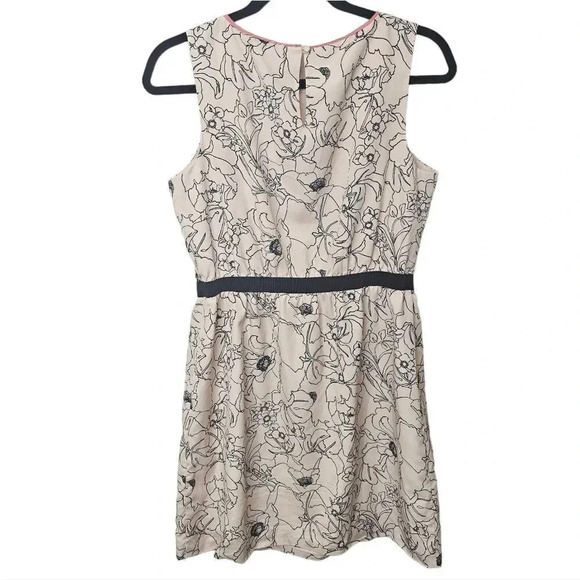 Ann Taylor LOFT Cream Peach‎ Black Floral Dress Size MP - Picture 7 of 8